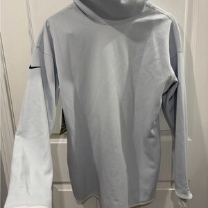 Nike Light Gray Long-Sleeve Pullover with Black Swoosh